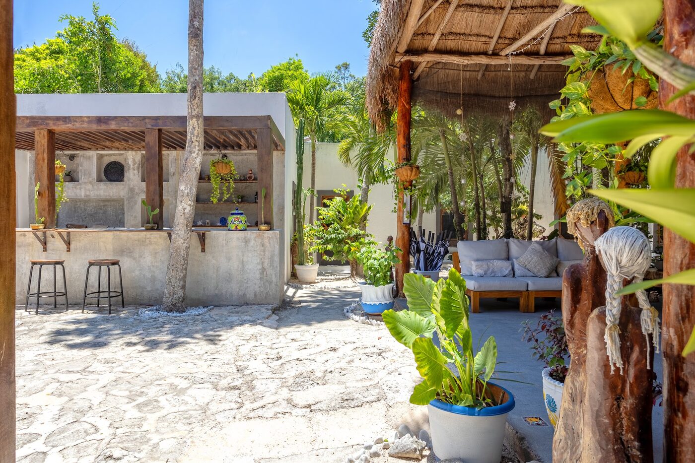 A palapa lounge in the jungle